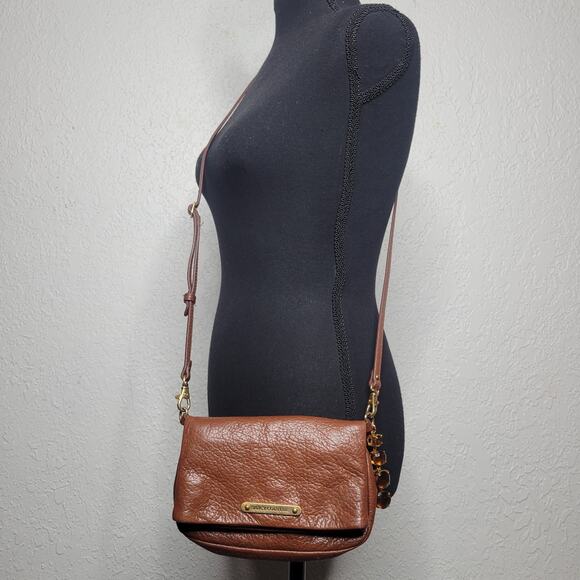 Juicy Couture Leather Brown Fold Over Clutch Crossbody Adjustable Strap w/ Charm - Picture 12 of 16